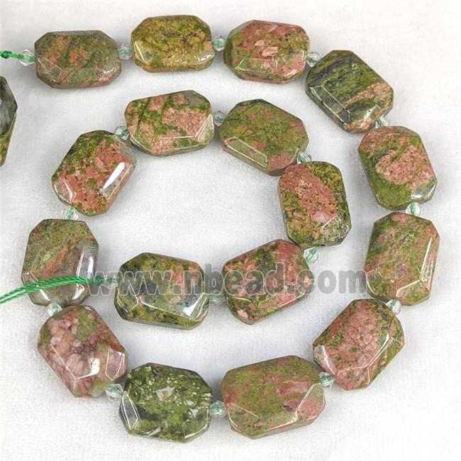 Natural Unakite Beads Faceted Rectangle