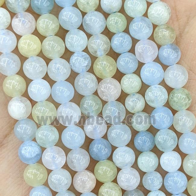 Natural Aquamarine Beads Blue Smooth Round