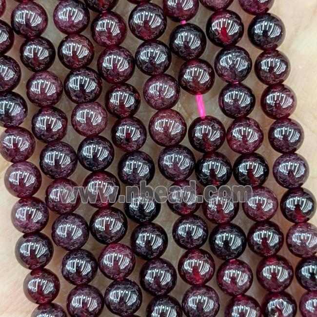 Natural Garnet Beads DarkRed Smooth Round