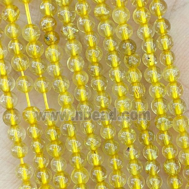 Natural Golden Rutilated Quartz Beads Smooth Round Dye