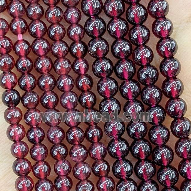 Natural Red Garnet Beads Smooth Round