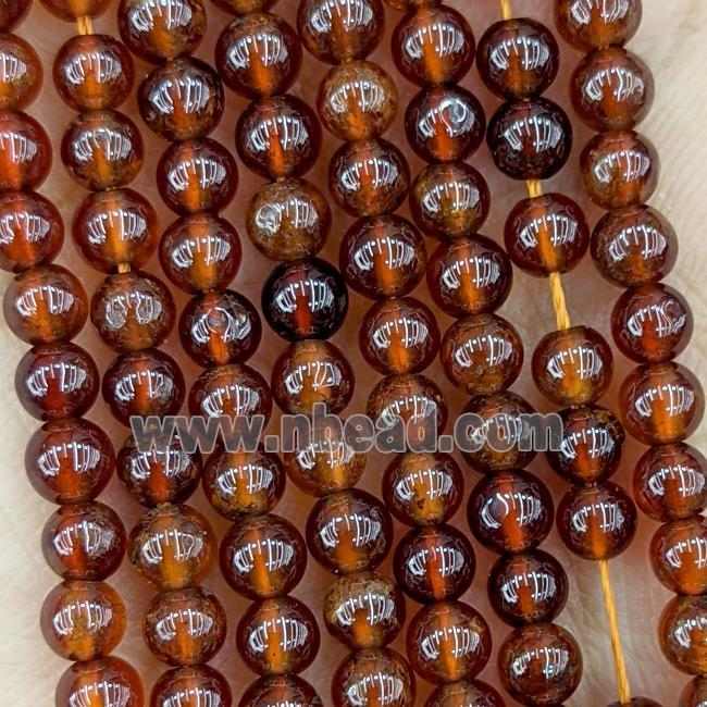 Natural Orange Garnet Beads Smooth Round