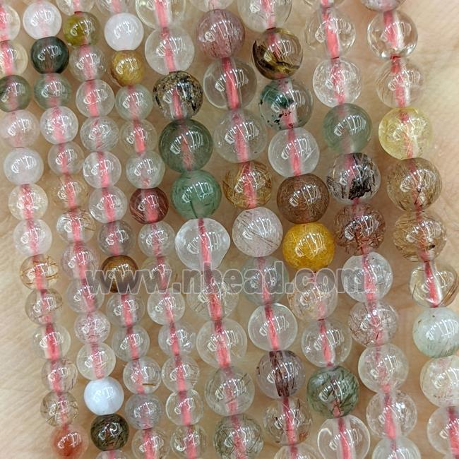 Natural Rutilated Quartz Beads Multicolor Smooth Round