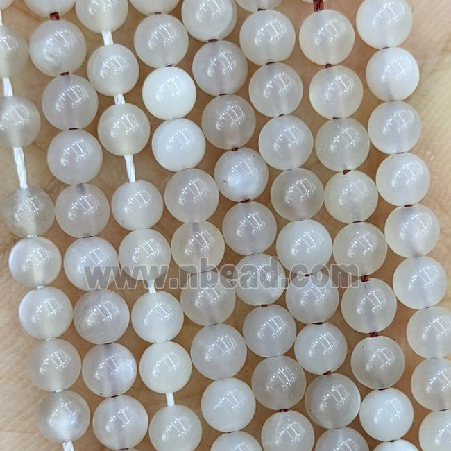 Natural Gray Moonstone Beads Smooth Round