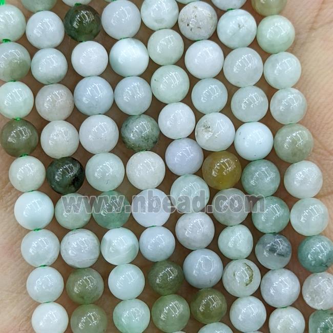 Natural Burmese Jadeite Beads Smooth Round Multicolor