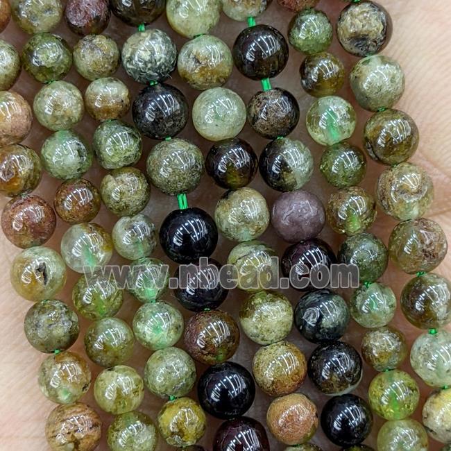 Natural Green Garnet Beads Smooth Round