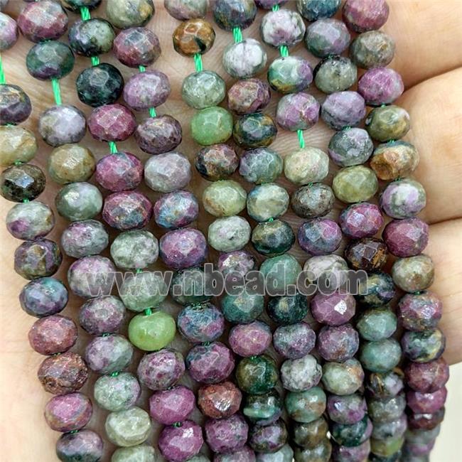 Natural African Ruby Beads Faceted Rondelle Green Red