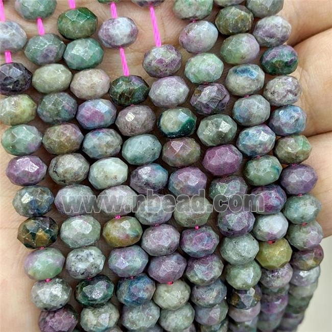 Natural African Ruby Beads Faceted Rondelle Green Red