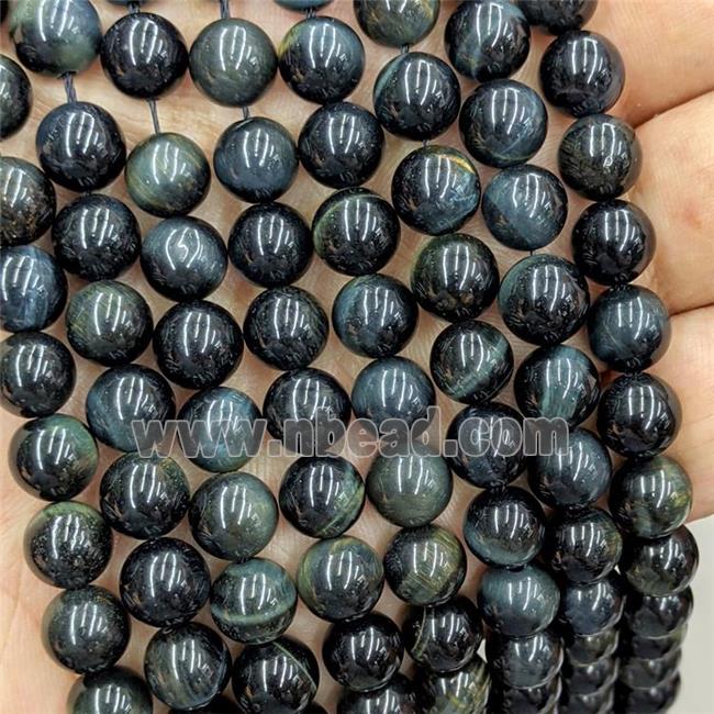 Blue Tiger Eye Stone Beads Smooth Round Natural Color