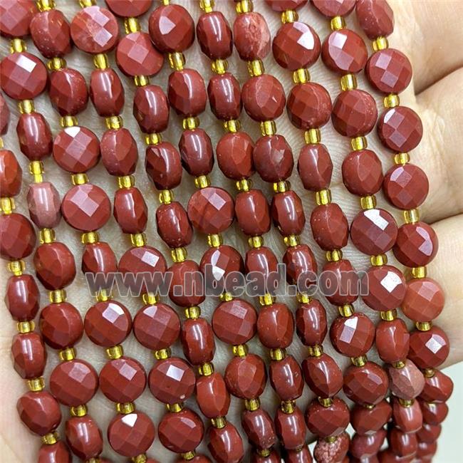 Natural Red Jasper Beads Faceted Coin