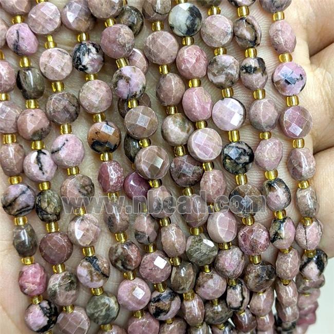 Natural Chinese Rhodonite Beads Faceted Coin