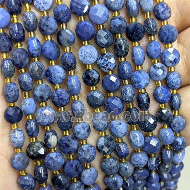 Natural Blue Dumortierite Beads Faceted Coin