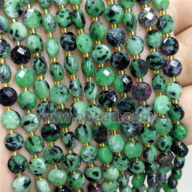 Natural Green Zoisite Beads Faceted Coin