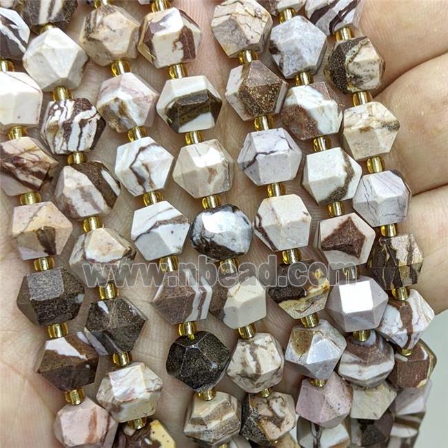 Natural Australian Zebra Jasper Beads Coffee Cut Bicone