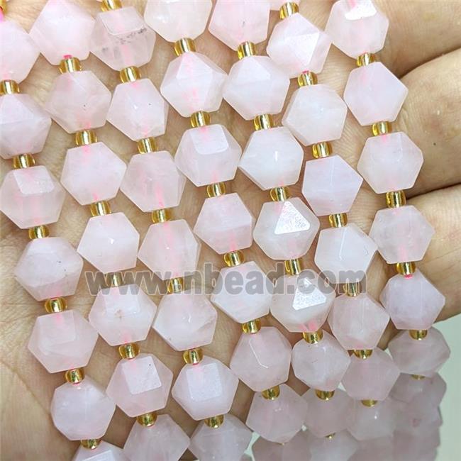 Natural Pink Rose Quartz Beads Cut Bicone