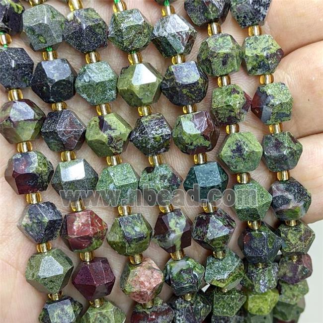 Natural Green Dragon Bloodstone Beads Cut Bicone