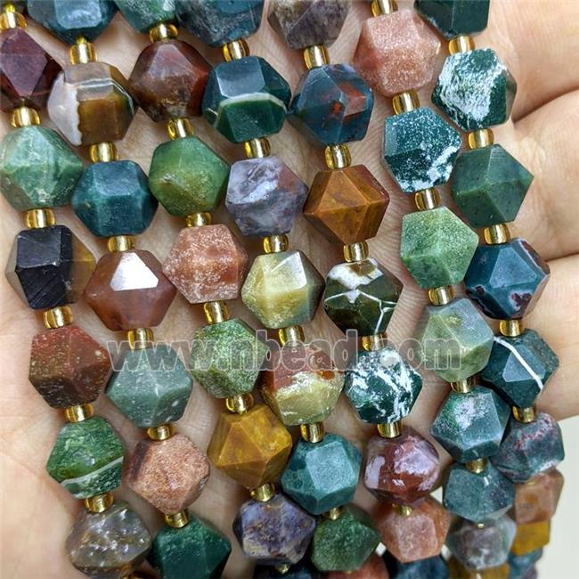 Natural Ocean Agate Beads Multicolor Cut Bicone