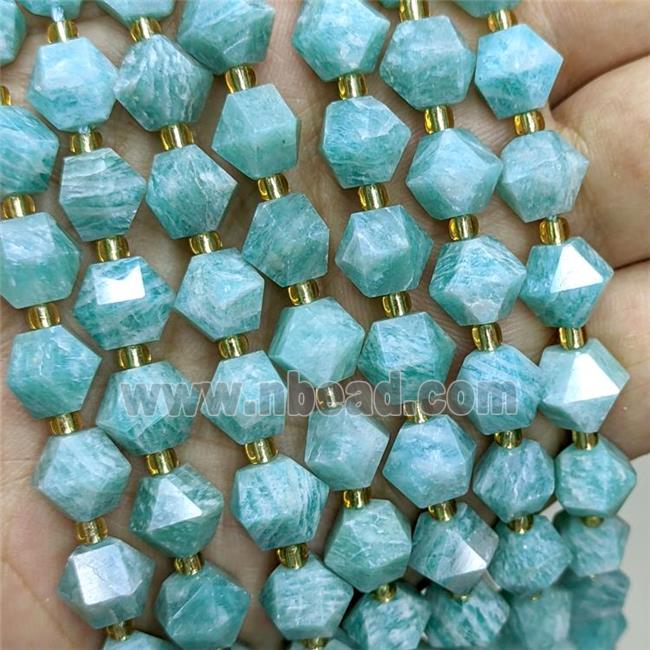 Natural Green Amazonite Beads Cut Bicone