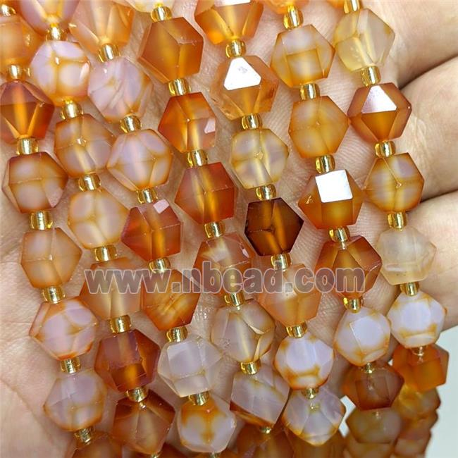 Natural Red Agate Beads Cut Bicone