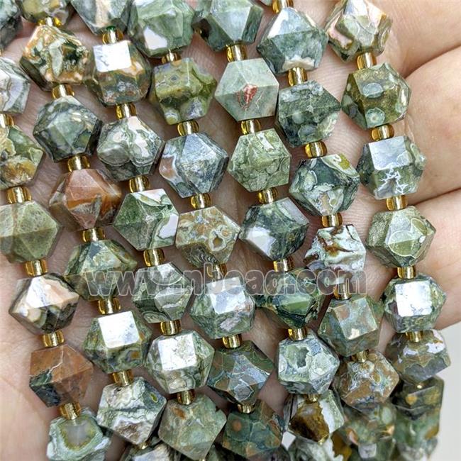 Natural Green Rhyolite Beads Cut Bicone