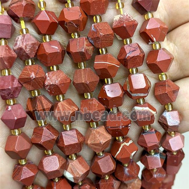 Natural Red Jasper Beads Cut Bicone