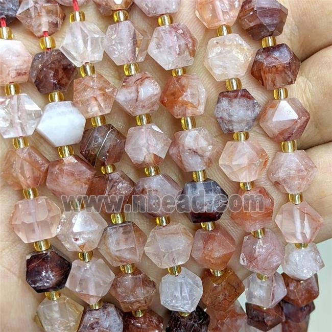 Natural Red Hematoid Quartz Beads Cut Bicone