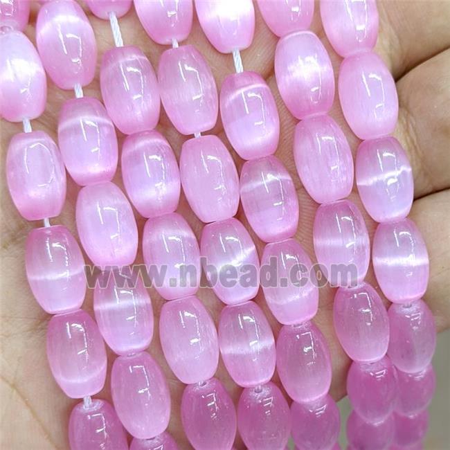 Natural Selenite Rice Beads Pink Dye