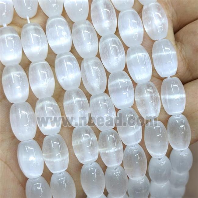 Natural Selenite Rice Beads White Dye