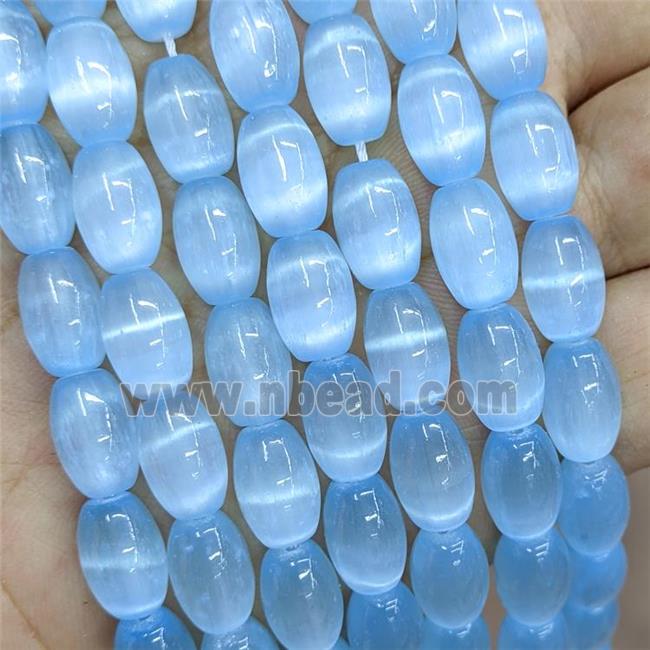 Natural Selenite Rice Beads Blue Dye