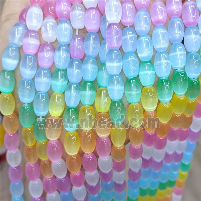 Natural Selenite Rice Beads Dye Multicolor