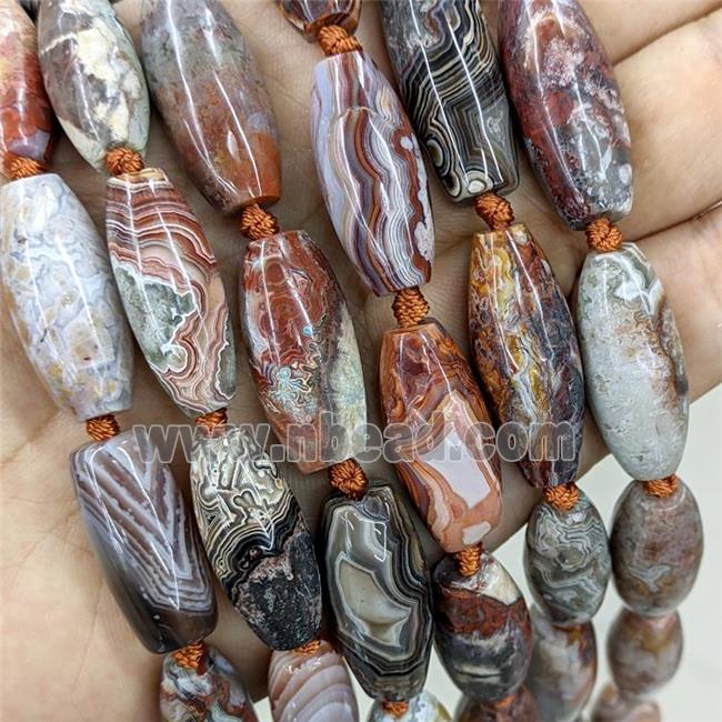 Natural Crazy Lace Agate Rice Beads