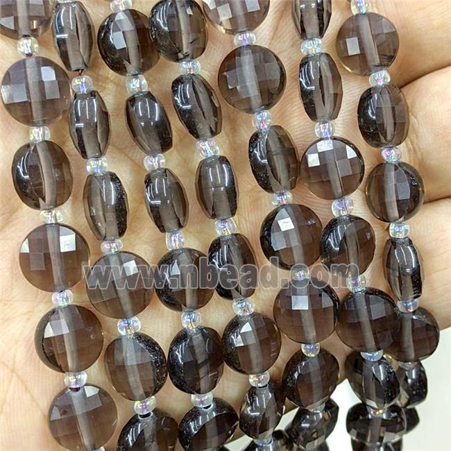 Ice Gray Obsidian Beads Faceted Coin