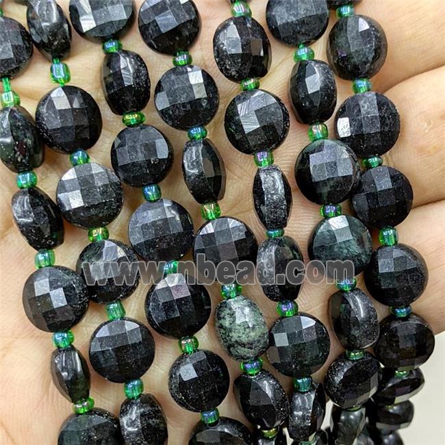 Darkgreen Jadeite Beads Faceted Coin