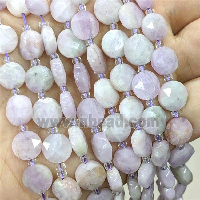 Natural Purple Kunzite Beads Faceted Coin