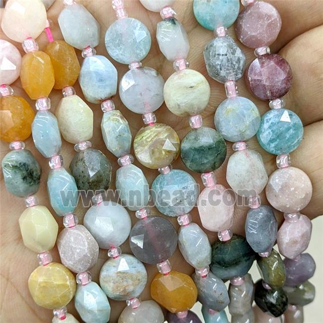 Natural Gemstone Beads Mixed Faceted Coin