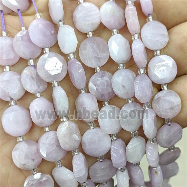 Natural Kunzite Beads Purple Faceted Coin