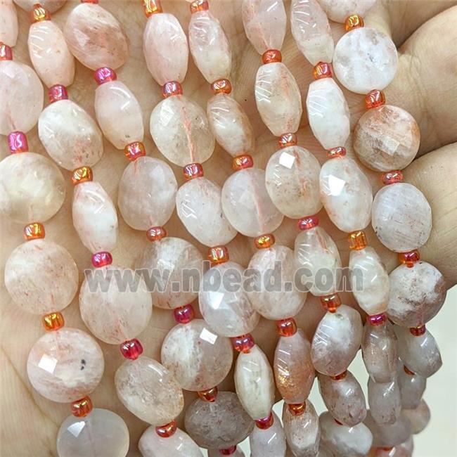 Golden Spot Sunstone Beads Pink Faceted Coin