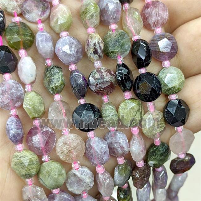 Natural Tourmaline Beads Multicolor Faceted Coin