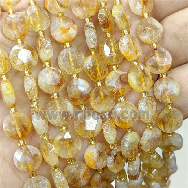 Natural Golden Citrine Beads Faceted Coin Flat Round