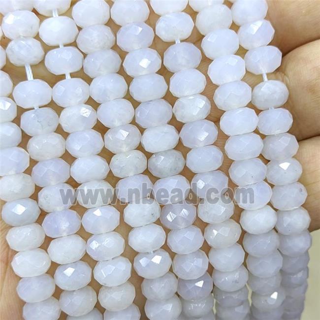 White Opalite Quartz Beads Faceted Rondelle