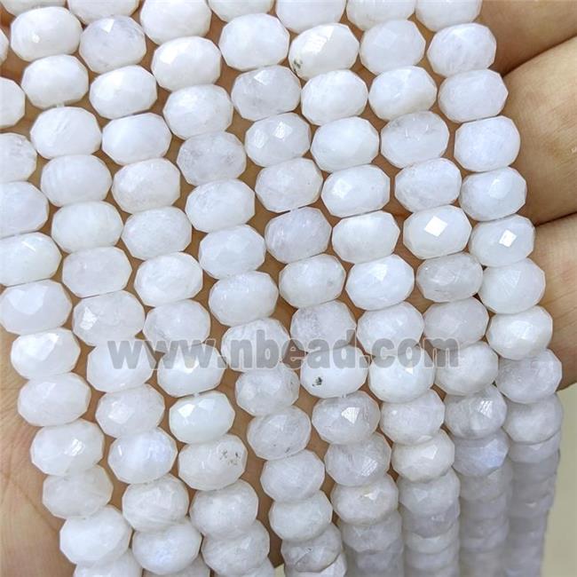 Natural White Moonstone Beads Faceted Rondelle