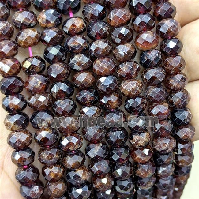 Natural Orange Garnet Beads Faceted Rondelle