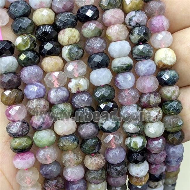 Natural Tourmaline Beads Multicolor Faceted Rondelle