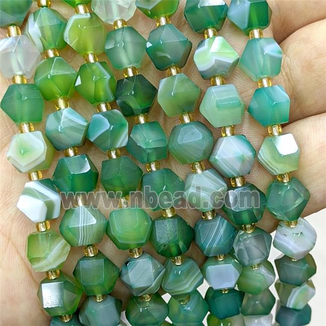 Green Stripe Agate Beads Dye Band Cut Bicone