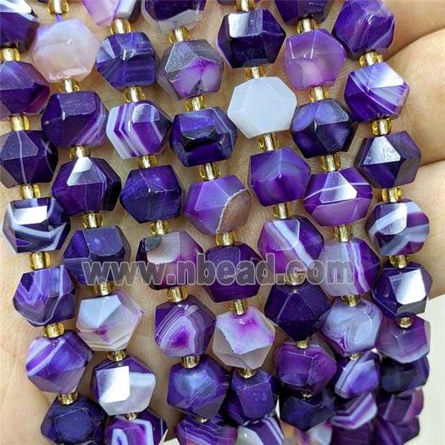 Purple Stripe Agate Beads Dye Band Cut Bicone