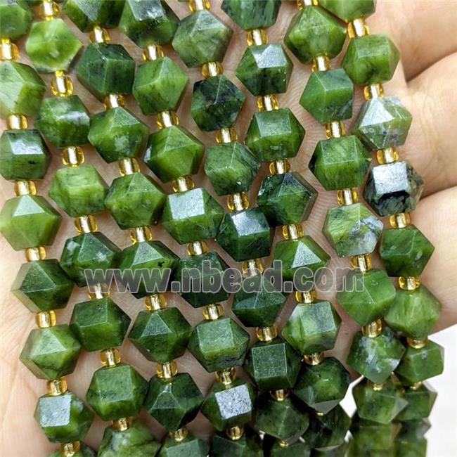 Chinese Jadeite Beads Green Cut Bicone