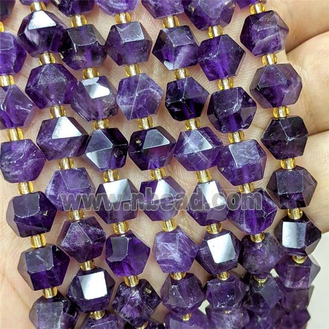 Natural Amethyst Beads Purple Cut Bicone