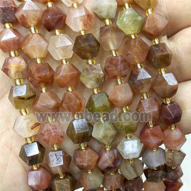 Red Chlorite Quartz Beads Cut Bicone