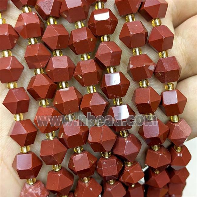 Natural Red Jasper Beads Cut Bicone