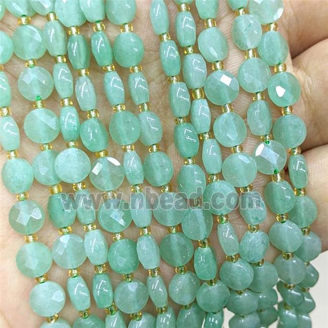 Natural Green Aventurine Beads Faceted Coin